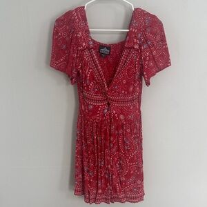 Angie Red and Blue Patterned Mini Dress